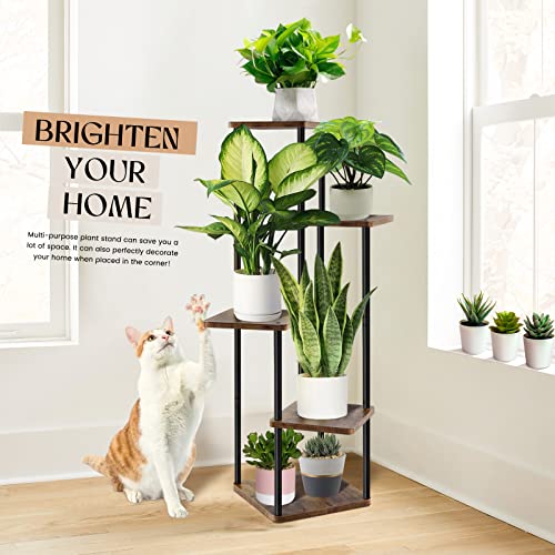 Geebobo Plant Stand Indoor, 4 Tier Plant Stands For Indoor Plants Multiple, Tiered Flower Shelf Plants Holder Display Rack Shelving For Patio Garden Balcony Bedroom Living Room, Brown #TOP4