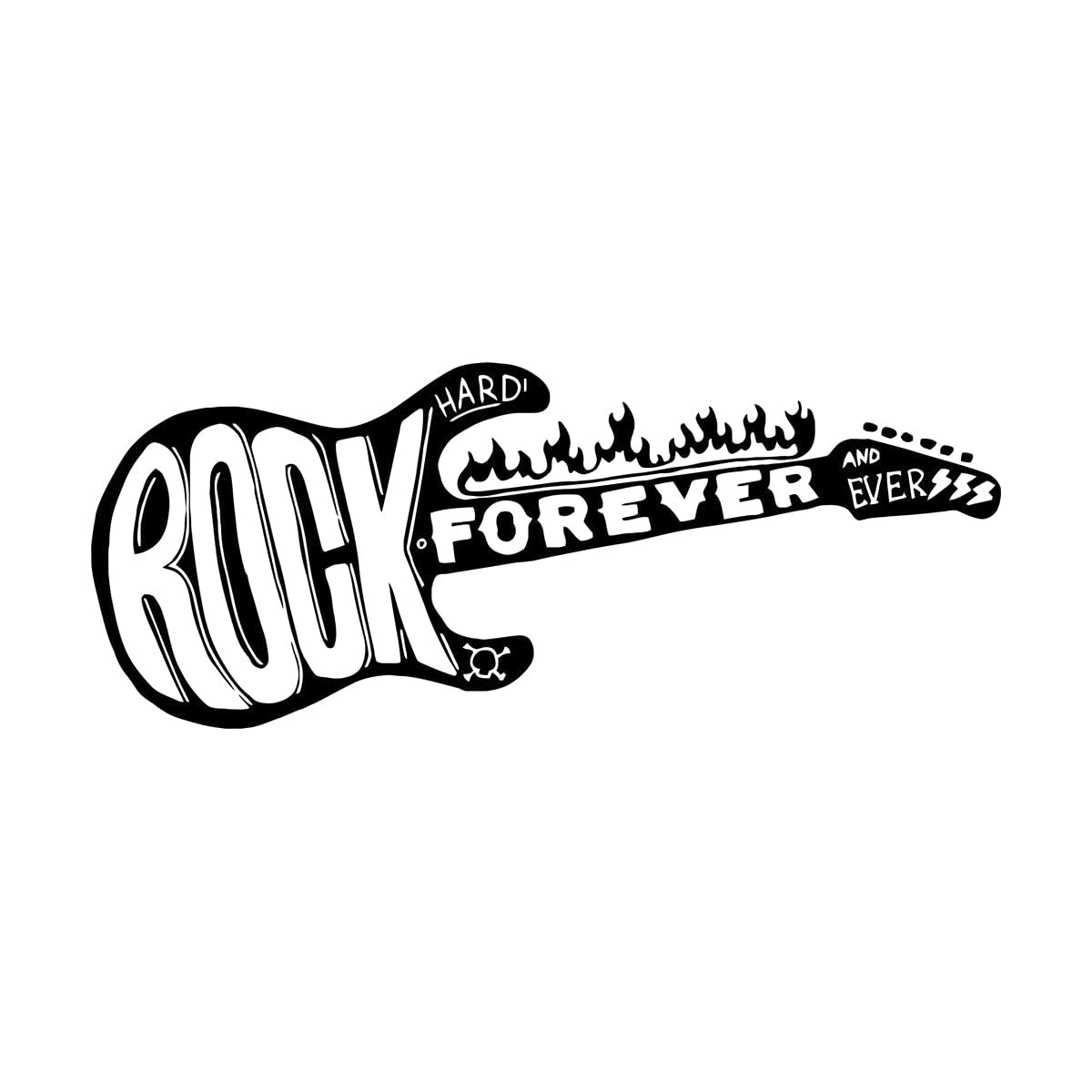 Guitar Rock Forever Wall Decal Kids Room Background Wall Decor Cartoon Skull Vinyl Music Pub Bar Window Stickers Decorative Small - 23x57cm — image 1
