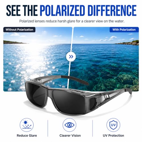 Image of IGnaef Polarized Fit Over Sunglasses for Men UV Protection, Wrap Around Shades for Fishing Driving