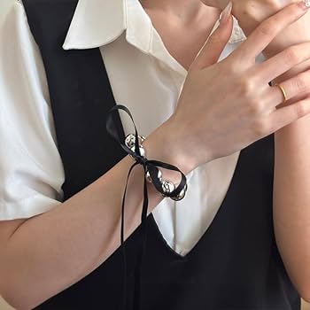 シュシュ  ヘアゴム  ビーズ  ブラックシルバー シュシュ サテン ビーズ ヘアゴム ヘアポニー – OSEWAYA