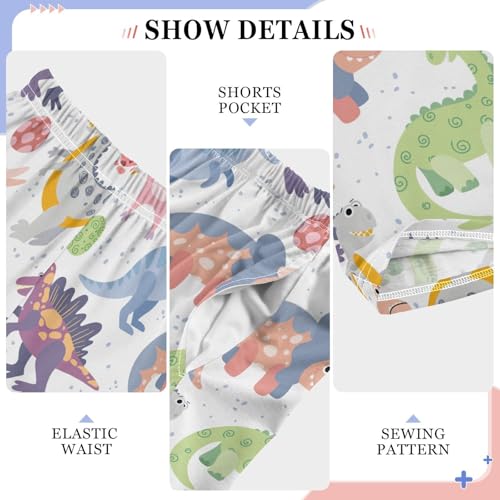 ZZXXB Dinosaur with Egg Boys Long Pants Soft Trousers Elastic Waist Kids Lounge Bottoms with Pockets S-XL4