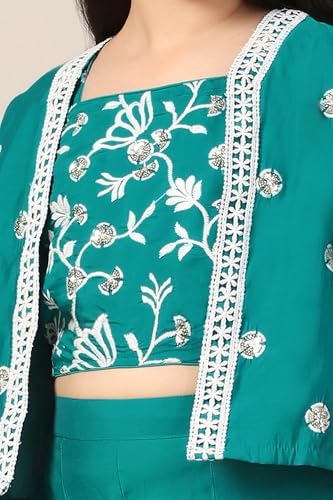 Image of Fashion Dream Girl's Silk Blend Ethnic Top and Palazzo Set |Kids Salwar Suit Set|Indo Western Set