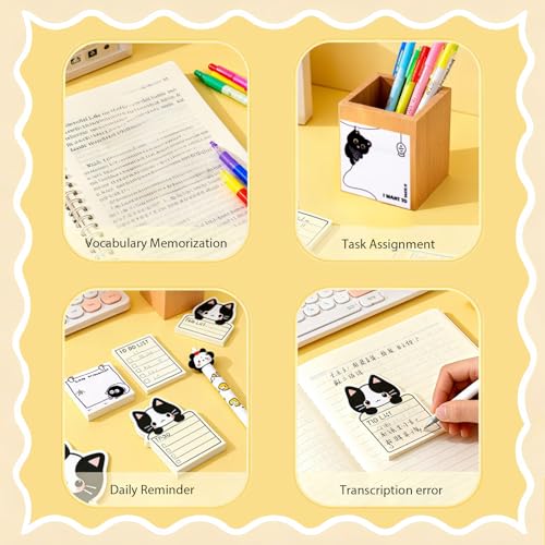 Set de 16 bolígrafos y notas adhesivas con diseño de gato negro miniatura 7