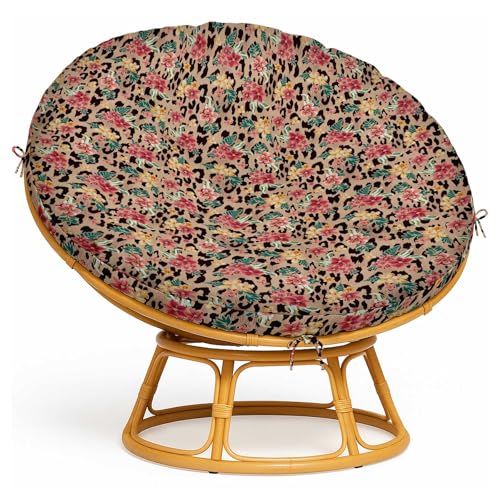 Vargottam Papasan Cushion Slipcover 55" - Durable Waterproof Fabric with Side Zipper & 8 Tie Strings - Patio/Indoor - Floral Print