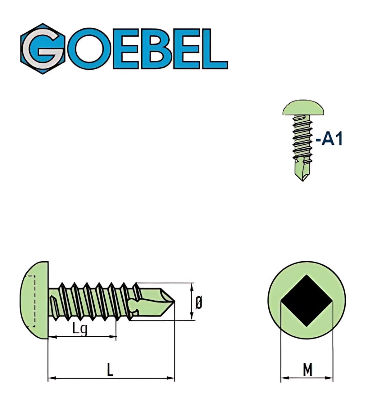 GOEBEL® 1000 unidades Tornillos de perforación de cabeza de cabeza de cabeza de cabeza de cabeza de cabeza de cabeza de cabeza de 4,2 x 16,0 mm, acero inoxidable A1 DIN7504SQ de fábrica cuadrado