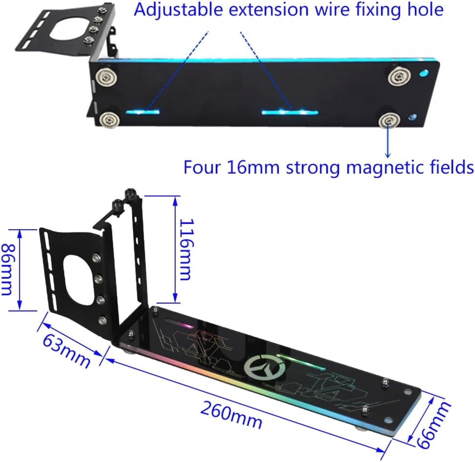 Vertically Graphics Card Bracket GPU LED Holder 5V/12V RGB Light Synchronization