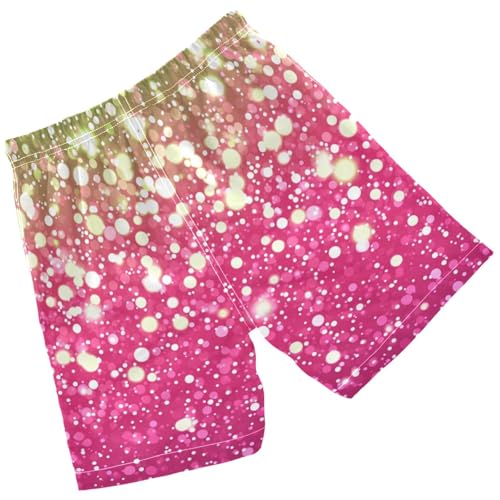 Pigsaly Boys' Swim Board Shorts Bright Pink Green Gradient Flash Glitter Boy's Swim Trunks Kids Swimwear M2