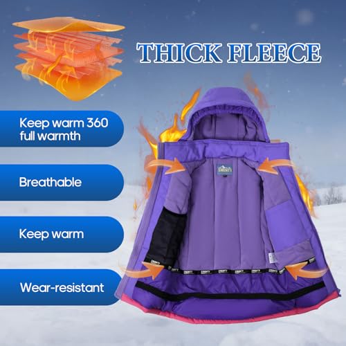 SMONTY SNOWER Mädchen Schneeanzug mit abnehmbarer Kapuze, Skianzug, extra warm, Winteranzug