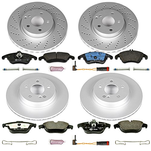 Image of Power Stop ESK5793 Euro-Stop Brake Kit and 1 Front & 1 Rear Sensor Wires For Mercedes-Benz C300, Mercedes-Benz C350, Mercedes-Benz E350, Mercedes-Benz E400 [Model Specific]