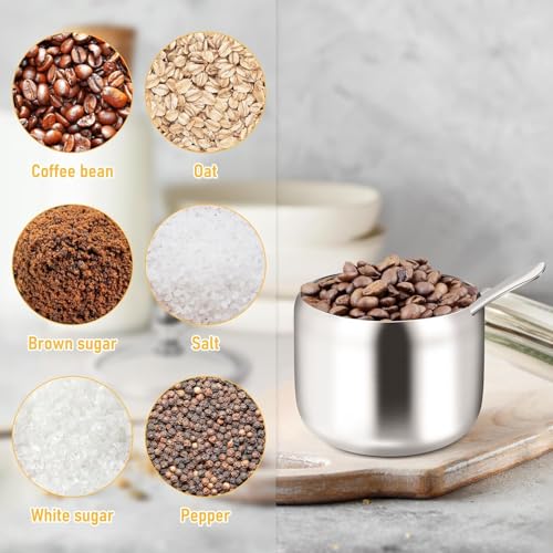 holoith Sugar Container with Glass Lid and Spoon - 10oz Gold Sugar Bowl for Coffee Bar Station Accessories Kitchen Storage for Salt, Candy, Coffee Bean - Image 8