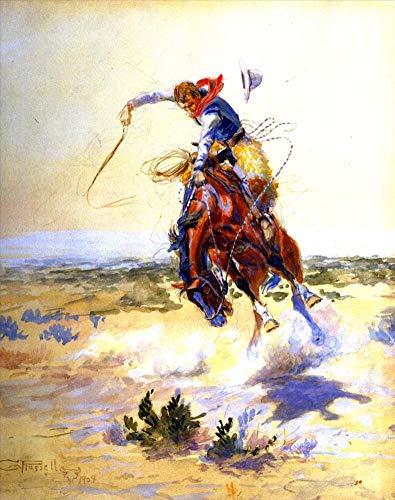 Peinture à l'huile un cheval sauvage peinte à la main sur toile de Charles Marion Russell