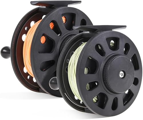 Miniatura 6 de Carrete de pesca con mosca, GLA 56WT carrete de pesca de plástico ABS con línea de pesca de nailon para agua dulce y salada, regalo de pescadores