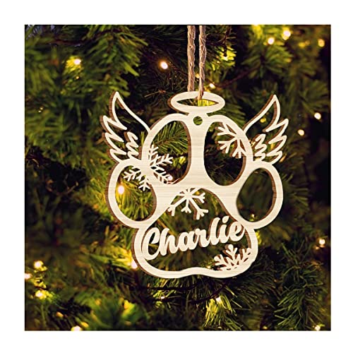 Personalized Wooden Dog Paw Ornament Cat Paw Christmas Tree Ornaments Custom Pet Name Christmas Decorations (#02, Dog paw)