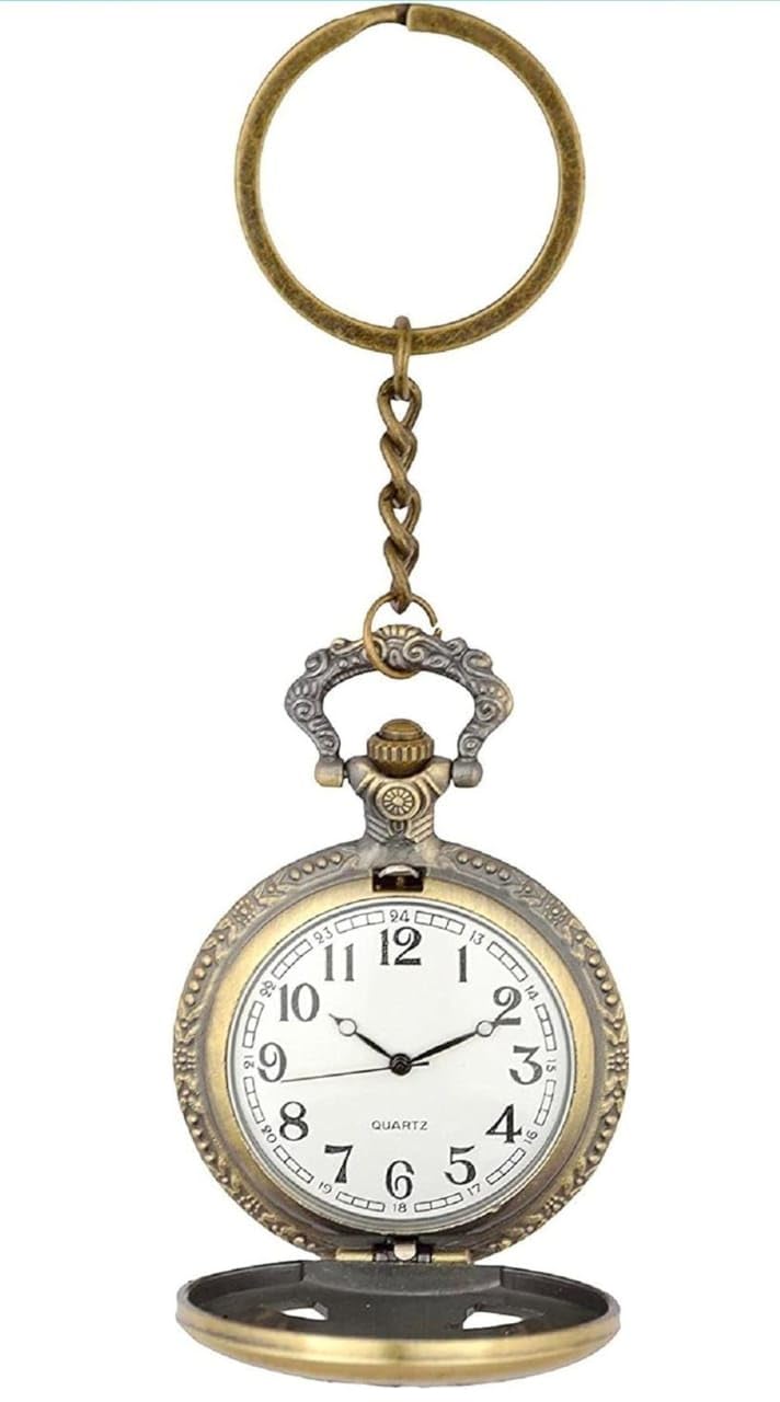 The Nautical Hub Watch Clock Keychain Metal | Marvel Avenger | Antique Style Classic| Anti-Rust Retro Vintage Pocket Watch Gift Keychain for Men,Boys, Girls, Bike,Friend (Leaf)-image-15