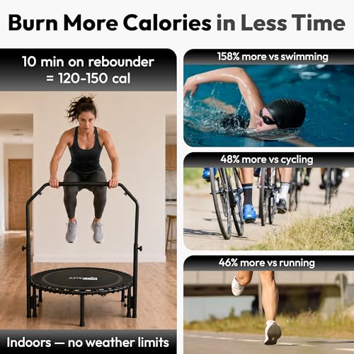 JUMPZYLLA Mini Rebounder Trampoline for Adults, Fitness Trampoline with Bar - image 5