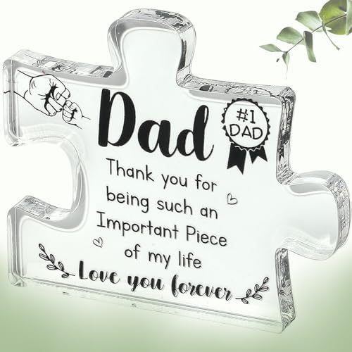 DUQGUHO Gifts for Dad,Father Gifts From Daughter and Son,Fathers Day,Dad Daddy Gifts,Birthday Gifts,Acrylic Puzzle 3.9 x 3.3 inch Desk Decor,Gift Ideas for Dad,Father In Law Gifts,Best Dad Ever