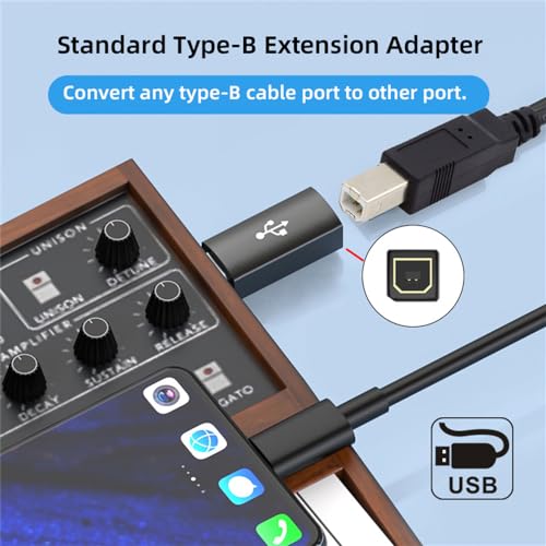 Adaptador USB 2.0 Tipo B hembra a Tipo C macho ángulo y recto, 2 pcs miniatura 4