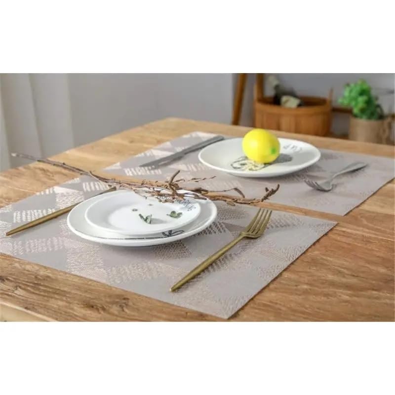 Image of YELONA Placemats for Dining Table - Heat Resistant, Non-Slip & Washable PVC Vinyl Table Mats - Set of 4, 45 x 30 cm (Beige & Cream)