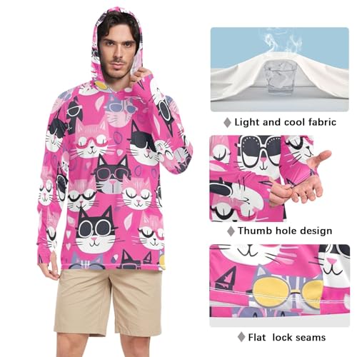 Cute Dog Men's UPF 50+ Sun Shirts Quick Dry Sun Protection Hoodie UV Long Sleeve T-Shirts 17954