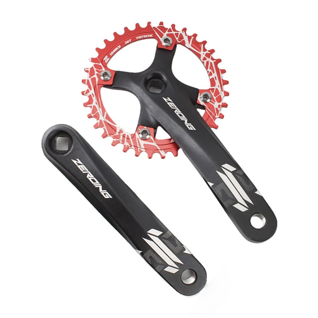 FAXIOAWA Guarnitura Mountain Bike Square Taper 104BCD 170mm Set pedivelle MTB 32/34/36/38T Guarnitura in Lega di Alluminio 8/9/10/11 velocità (Color : Red, Size : 32T)