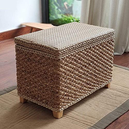 Pouf de rangement rectangulaire pour optimiser l'espace du salon beige