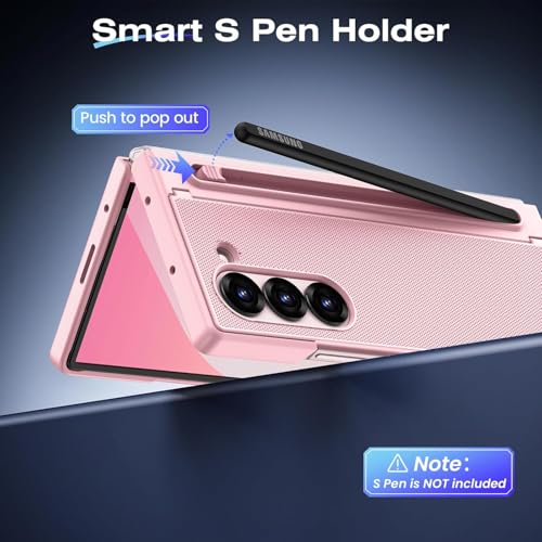 Image of Kapa Textured Grip S Pen Holder Hinge Protection Back Cover for Samsung Galaxy Z Fold6 / Fold 6 | with Kickstand & S Pen Slot Case (Pink)