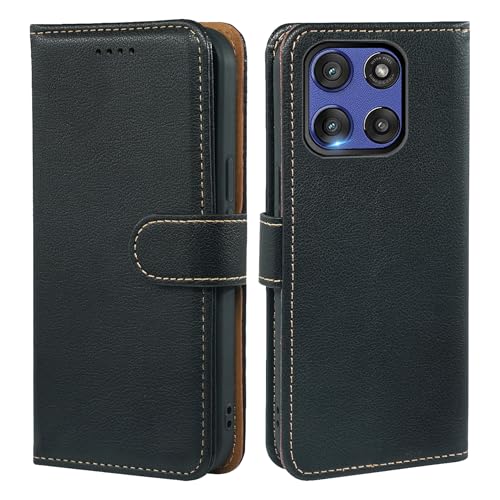 AUUYYA for Motorola Moto G Stylus 2025 Phone Case, RFID Blocking Wallet Case for Moto G Stylus 2025 with PU Leather, Magnetic Flip Closure Card Holder Shockproof Protection Phone Case for Men, Black
