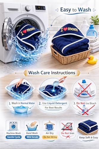 Image of First Kick Baby Blanket Newborn Polar Fleece Hooded Blanket with Premium Embroidery, 200 GSM All-Weather Newborn Wrapper, White Piping Stitch, 24 x 30 Inches, 0-6 Months, Navyblue