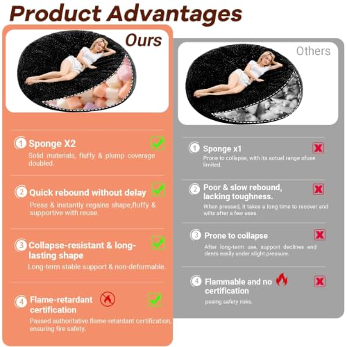 Image of Memory Foam Bean Bag Chair for Adults,Comfy Large Beanbag
