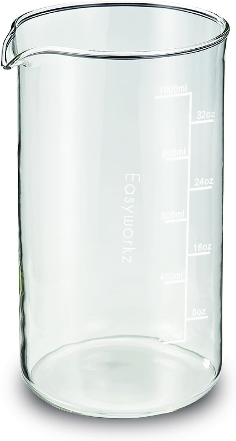 Easyworkz Borosilicate Glass Replacement Beaker for French Press Coffee Maker (1000 ml)
