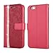 Produktbild Homikon PU Leder Hülle Glitzer Diamant Blume Handyhülle Flip Brieftasche Handyhülle TPU Silikon Schutzhülle Lederhülle Kartenfächer Standfunktion Case Kompatibel mit iPhone 6/6S - Rot
