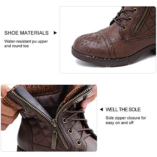 STQ Women's Combat Boots Lace up Ankle Booties - Image 4