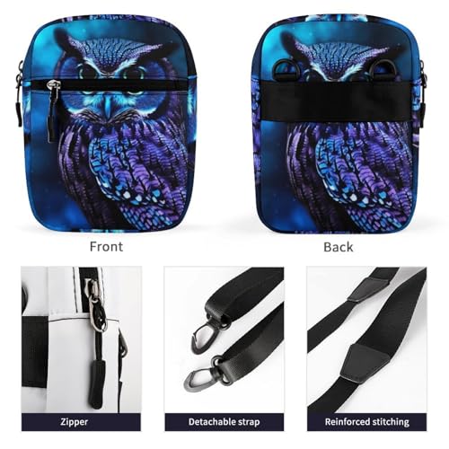 Personalized Small Crossbody Bag Water Resistant Messenger Bags Mini Blue Owl Printing SlingBag For Men Women3