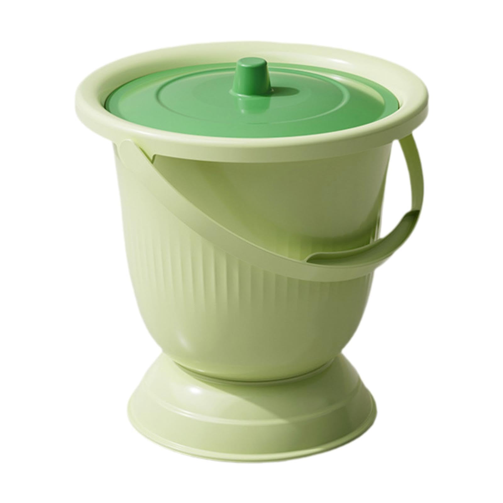 MagiDeal Vaso di pentola orinatoio vaso per bagno capezzo secchio da commodo sputoon portatile con coperchio e manico anziana maschio femmina, Verde