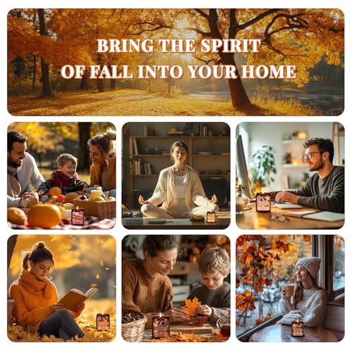 Image of Fall Candle, Maple & Cream Latte Scented Candles for Home, Natural Soy Autumn Candle Aromatherapy Candle, 7 oz Jar Candles Fall Gifts for Women Men