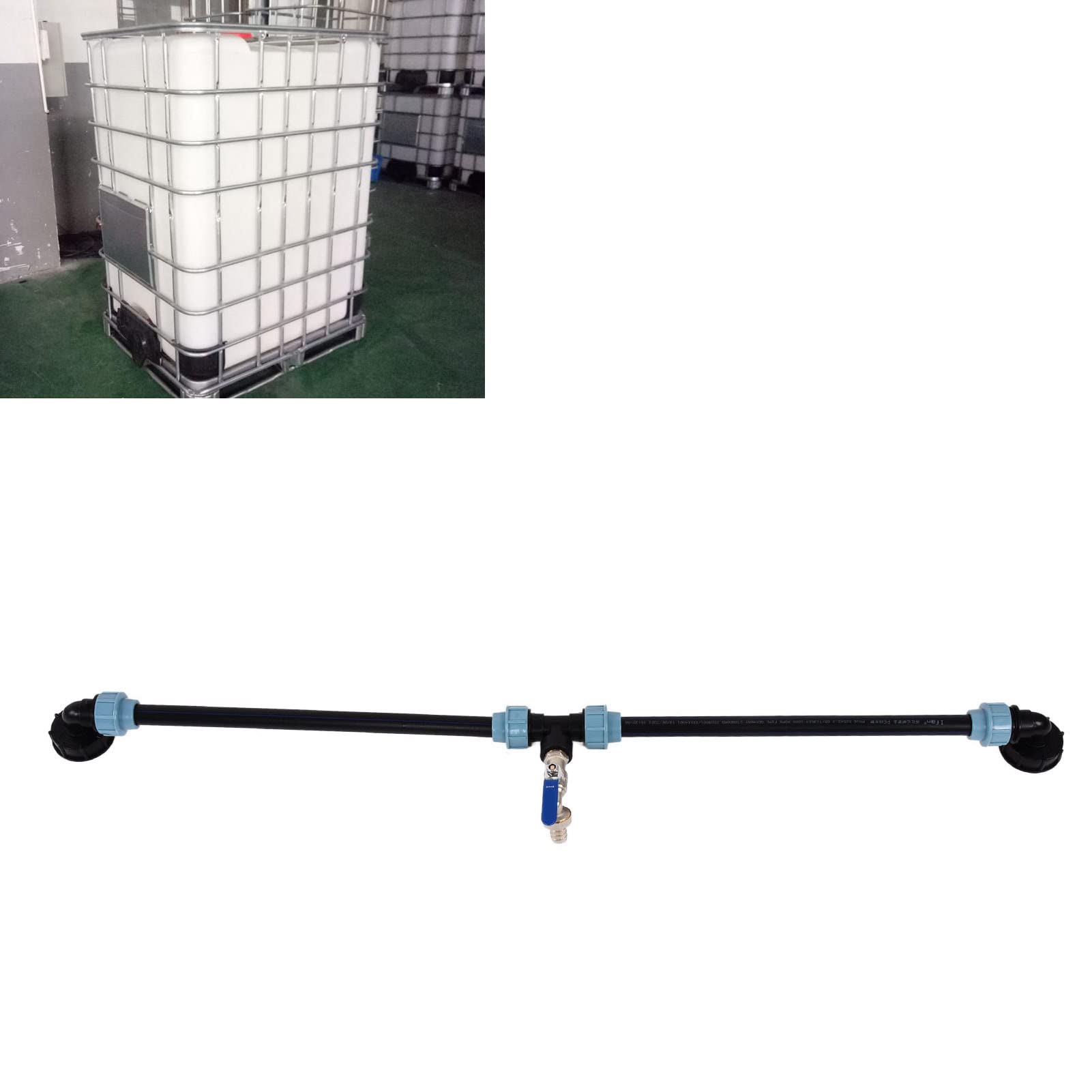 Fafeicy Adaptador de Codo IBC, 60 mm, con Conectores y Mangueras para Tanques en Serie