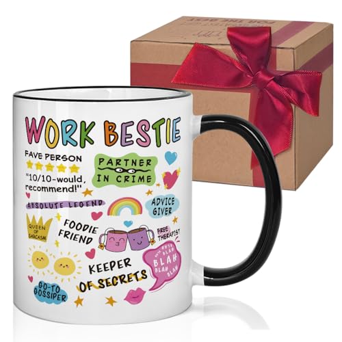 HIWERAN Work Bestie Coffee Mug, Best Friend Gift for Female