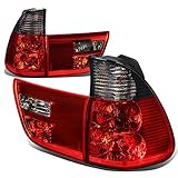 Auto Dynasty Tail Light Compatible with 00-06 BMW E53 X5, Pair Rear Tail Brake with Corner Signal Light, Smoked Lens Red