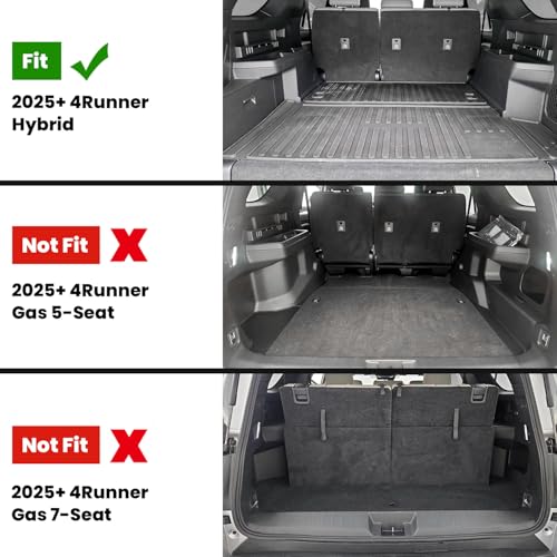 Image of LASFIT Floor Mats for Toyota 4Runner 2025 (Only fit Hybrid) wtih Trunk mat&backrest mat, All Weather TPE Custom Fit Floor Liner for 4 Runner TRD /Limited /Platium 6th gen Front&Rear Car Mats, Black