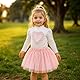 Fnaobai Kleinkind Baby Mädchen Röcke Outfit Frühling Herbst Kinder Kleidung Liebe Herz Langarm Rippstrick Tops Mesh Tutu Rock Set, Rosa, 9-12 Monate