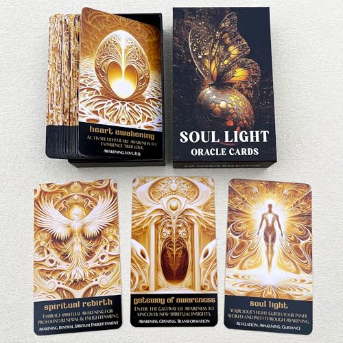 QCFQCF Soul Light Karty Oracle, Cosmic Guidance Oracle Deck, karty duchowej wyroczni do odkrywania kosmicznej mądrości i intuicyjnych spostrzeżeń
