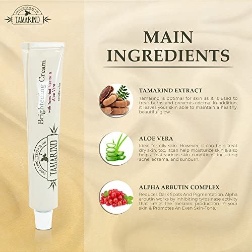 Organic Extract Of Tamarind, Skin Brightening Cream - 1.7 Fl Oz / 50 Ml - Dark Spot Cream For Hands, Knuckles, Body, Face, Underarm, Intimate Areas, With Glycering, For Men And Women #TOP2