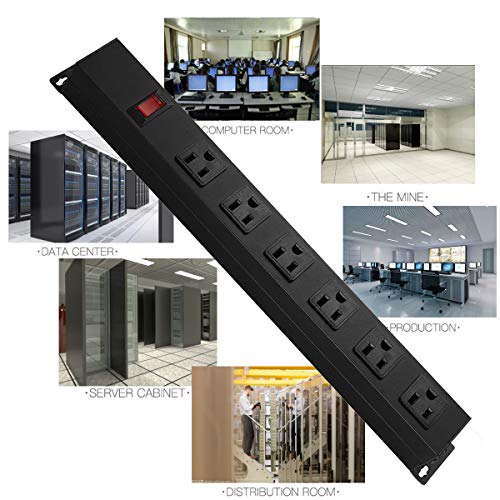 Metal Wall Mount Power Strip, Mountable Power Outlet With 6 Ac Outlets, Aluminum Alloy Mount Power Socket With Switch, 6 Ft Sjt 3/C 14Awg Power Cord, 15A 125V 1875W (6Ac) #TOP5