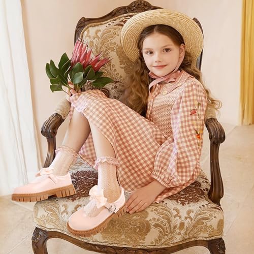Image of Wulubaba Toddler Girl Dress Shoes Bow Black Dress School Shoes Princess Mary Jane for Toddler /Little Girl