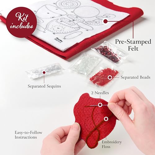 Image of Bucilla Felt Applique 4 Piece Ornament Making Kit, Heartfelt Treasures, Perfect for DIY Arts and Crafts, 89745E