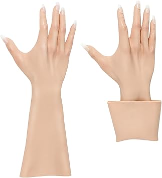 Realistic Skin Silicone Female Gloves, Crossdressing Female Gloves Full Arm, Silicone Gloves with Nails Cosplay Gloves