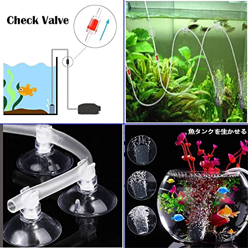 CTRICALVER Aquarium Luftpumpe Zubehör, mit 2wege-Luftstromregelung Wasserpumpensplitter Verteilerhebeladapter, 3M Luftschlauch, Sauerstoff Stein, Rückschlagventile, Saugnapf-Clips