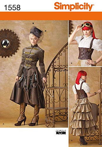 Simplicity 1558 Women's Steampunk Halloween and Cosplay Costume Sewing Patterns, Sizes 6-12