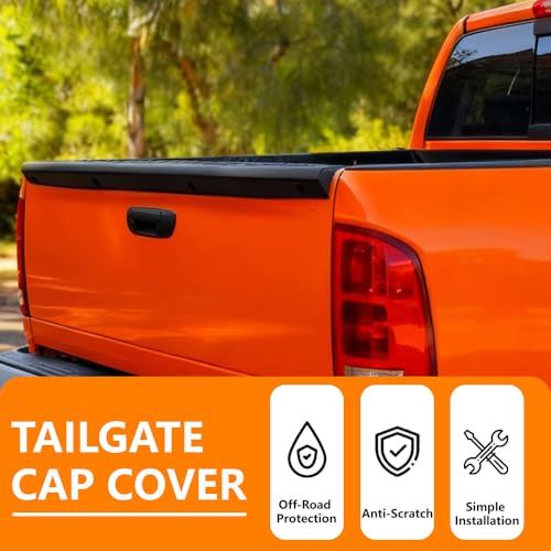 Image of G-PLUS Tailgate Cap Molding Trim | Compatible with Dodge Ram 1500 2002-2008 / Ram 2500 3500 2003-2009 Tailgate Top Protector Cover Matte Black #82209867