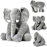Yulejo Giant Stuffed Elephant Plush Animal Pillow Large 15.7 Inch Stuffed Animal Soft Party Favor Huge Gray Elephant Plush Doll for Adult Girlfriend Home Decor